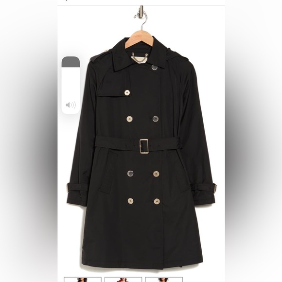 Michael Kors Jackets & Blazers - Michael Kors Belted Water Resistant
Trench Coat with Removable Hood. Black. Smal